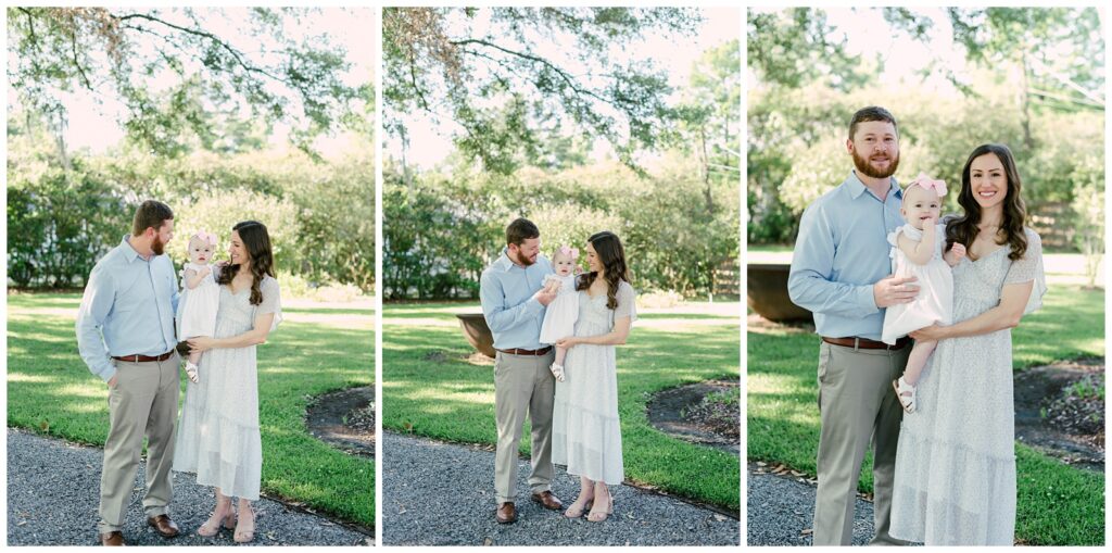 Baton Rouge Newborn Photographer - mom, dad, and baby girl standing portraits