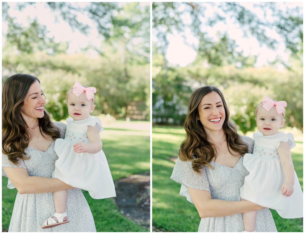 Baton Rouge Newborn Photographer - mom laughing with baby girl