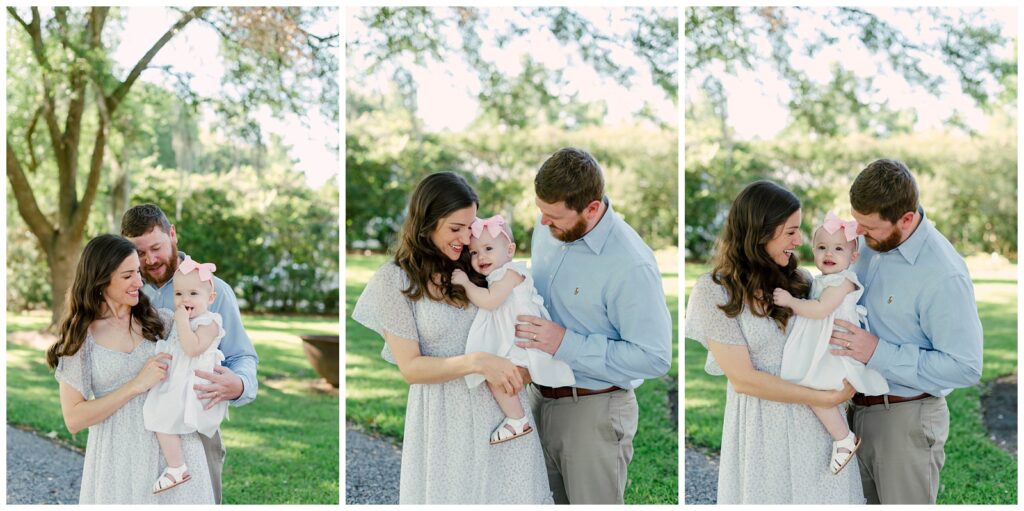 Baton Rouge Newborn Photographer - series of mom, dad, and baby girl standing