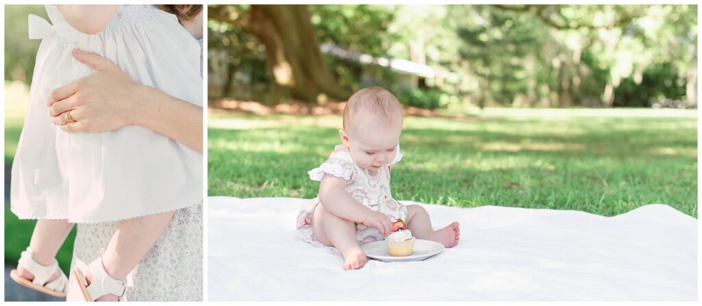 Baton Rouge Newborn Photographer -close up of moms hand holding baby girl