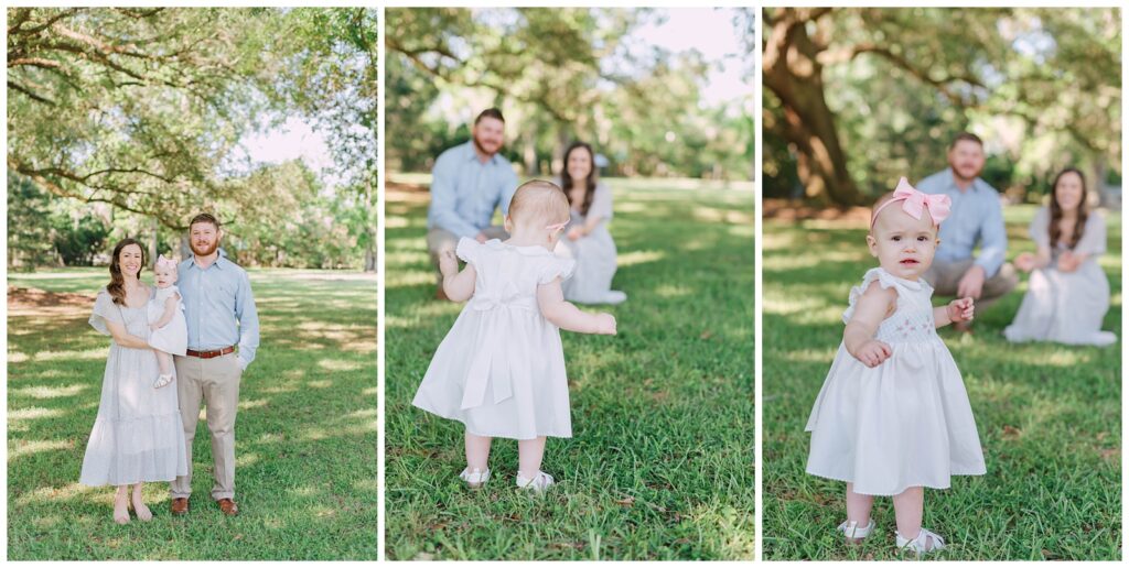 Baton Rouge Newborn Photographer - little girl looks back walking in the grass